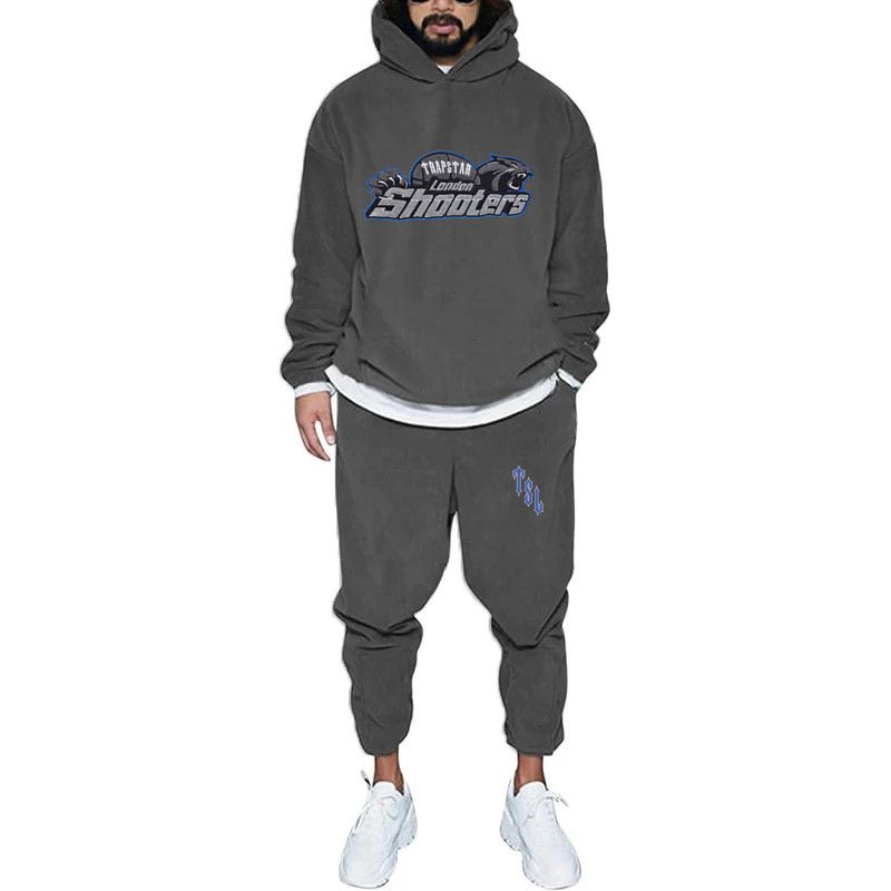

Autumn Winter Men's Tracksuits Women Hooded Sweatshirt Suit Pure Cotton Couple Jogging Sweatshirts Trapstar Hoodies Streetwear Tracksuit, Gray