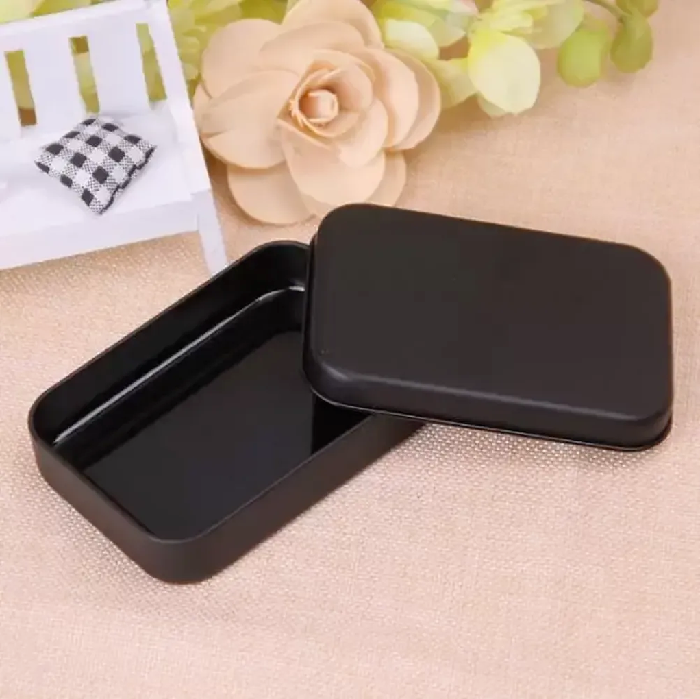 

Rectangle Tin Box Black Metal Container Boxes Candy Jewelry Playing Card Storage