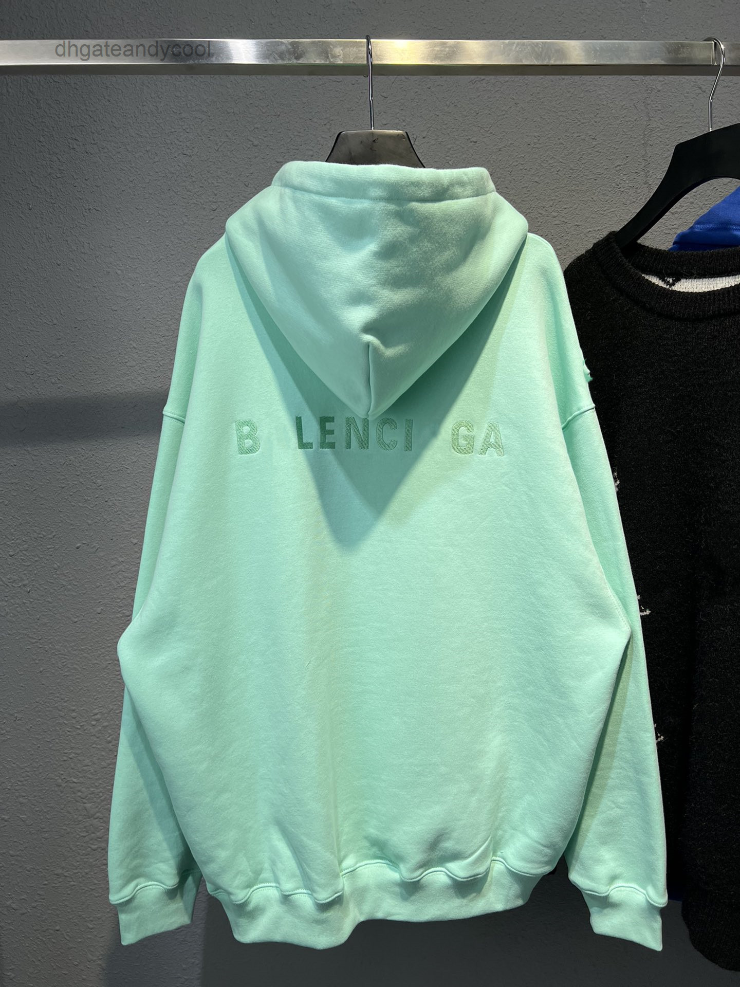 

Men's Hoodies Bblencigas Trendy Designer High version front back embroidered mint green