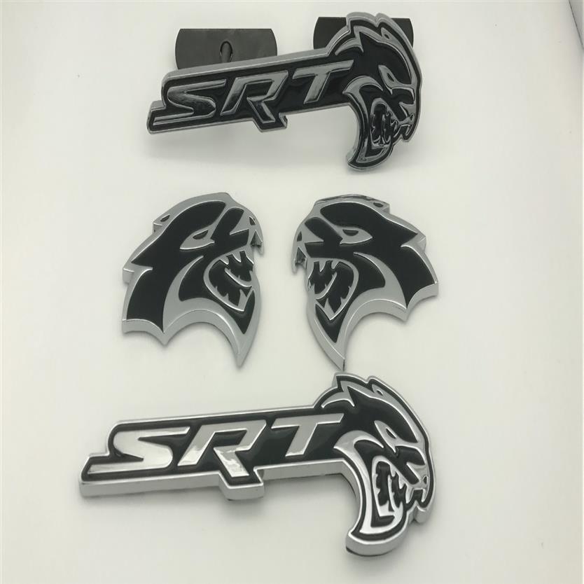 4pcs Black Hellcat Emblem Badge Sticker Decal Metal Fit pour Challenger SRT Charger234h