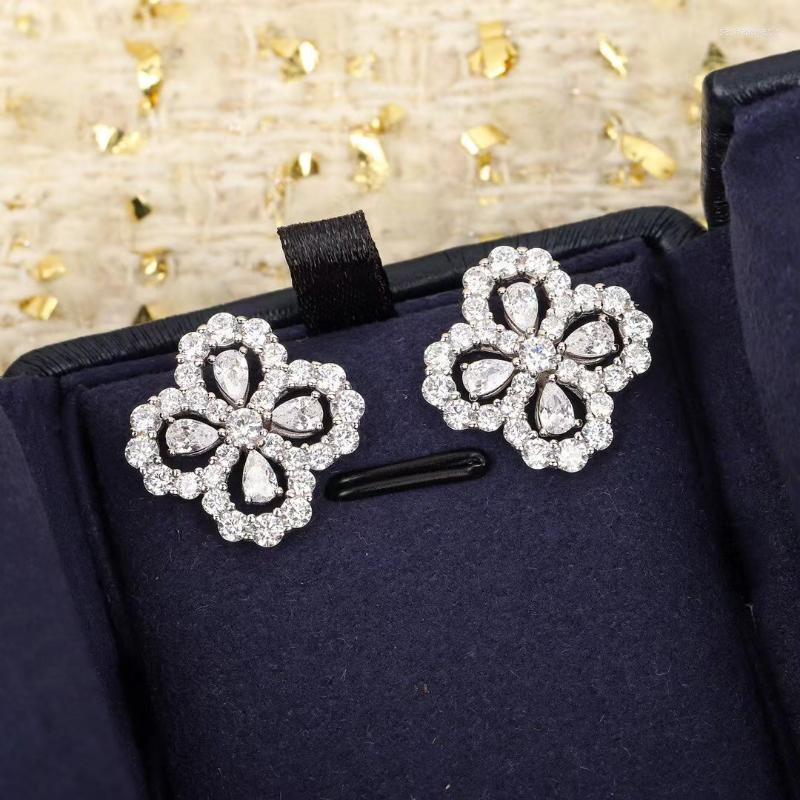 

Stud Earrings Top Quality Brand Anniversary Gifts Jewelry For Women Lotus Flower Luck Clover Design Wedding Party SnowflakeStud