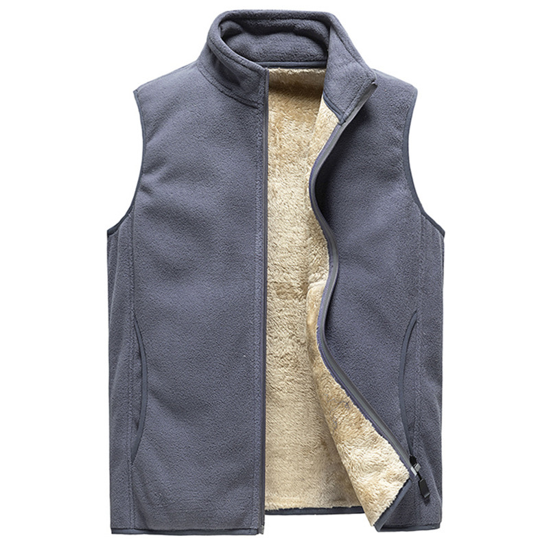 

Mens Plus Size Fleece Vests Fall Winter Casual Sleeveless Windproof Outwear Jacket 7XL 8XL, Gray