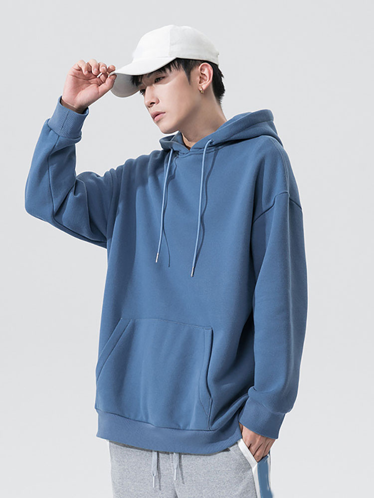 Chemises décontractées pour hommes Joli printemps et automne Pull à capuche pour hommes japonais Tendance Couple surdimensionné Couleur unie Plus