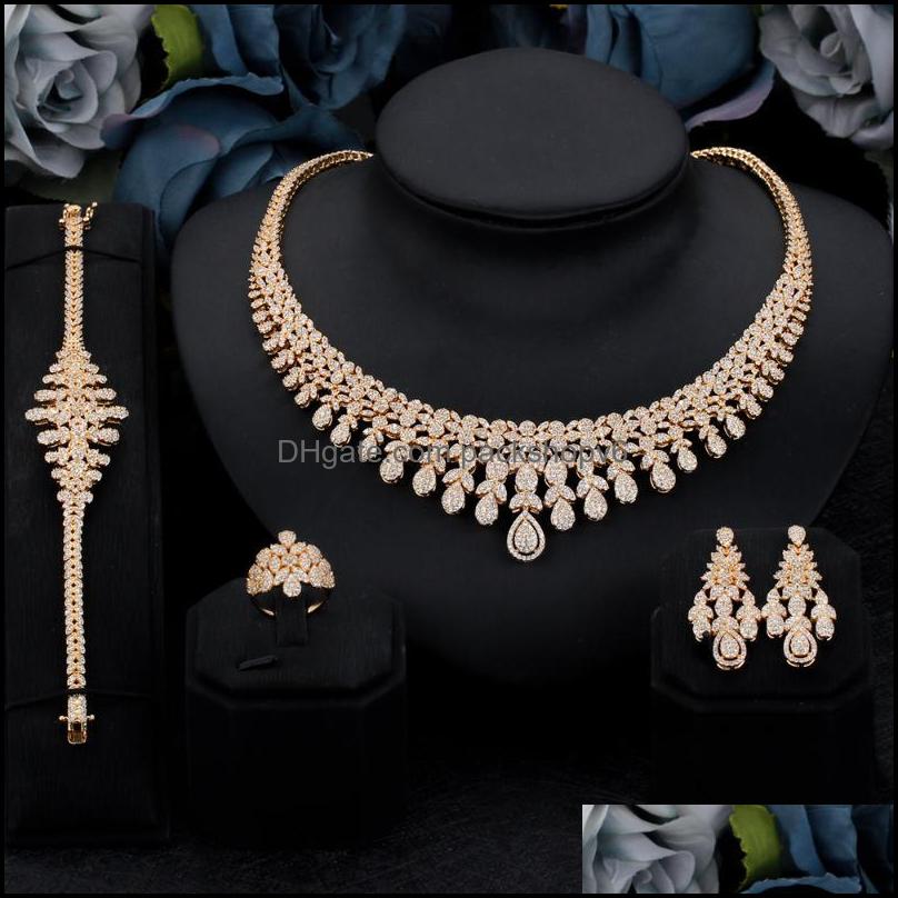 Collier de boucles d'oreilles romantique élégants bijoux ensembles de zircon cubique packshopv6 dhrcf