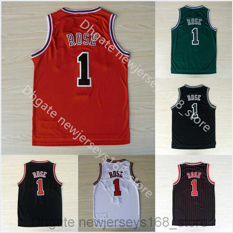 

2022 Mens Stitched 1 Derrick Rose Jersey Embroidery Basketball Black Red White Green Chicago''Bulls''Men Jerseys Size S-2XL, Picture