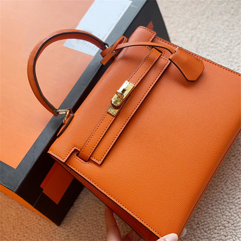 

kellies bag Designer Handbag Women luxury bags Cowskin genuine leather tote crossbody Fashion lady evening bag Portable Second-generation Single Shoulder 25 28 CM, Colour 17