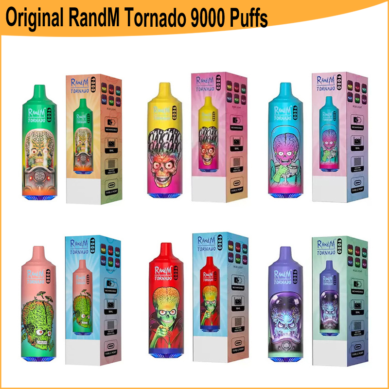 

Original RandM Tornado 9000 Puffs Disposable E cigarette With 850mAh 18ML Prefilled Pod