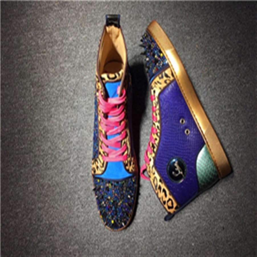 brand luxury red bottom men's women's shoes fashion suede with ears loafers rivet designer casual sneakers boots 2020283W