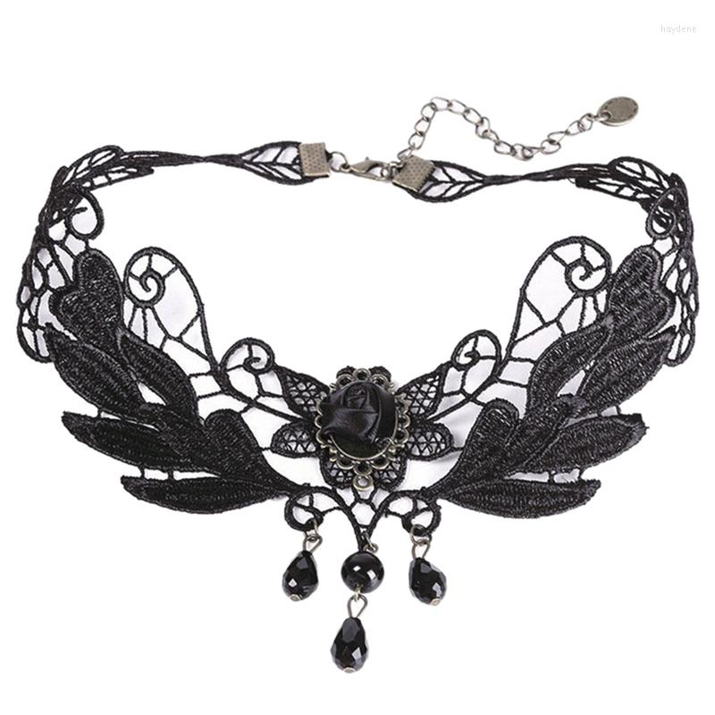

Choker Chokers Chocker Jewelry Gem Decoration Women Black Lace Beads Gothic Punk Style Collar NecklaceChokers