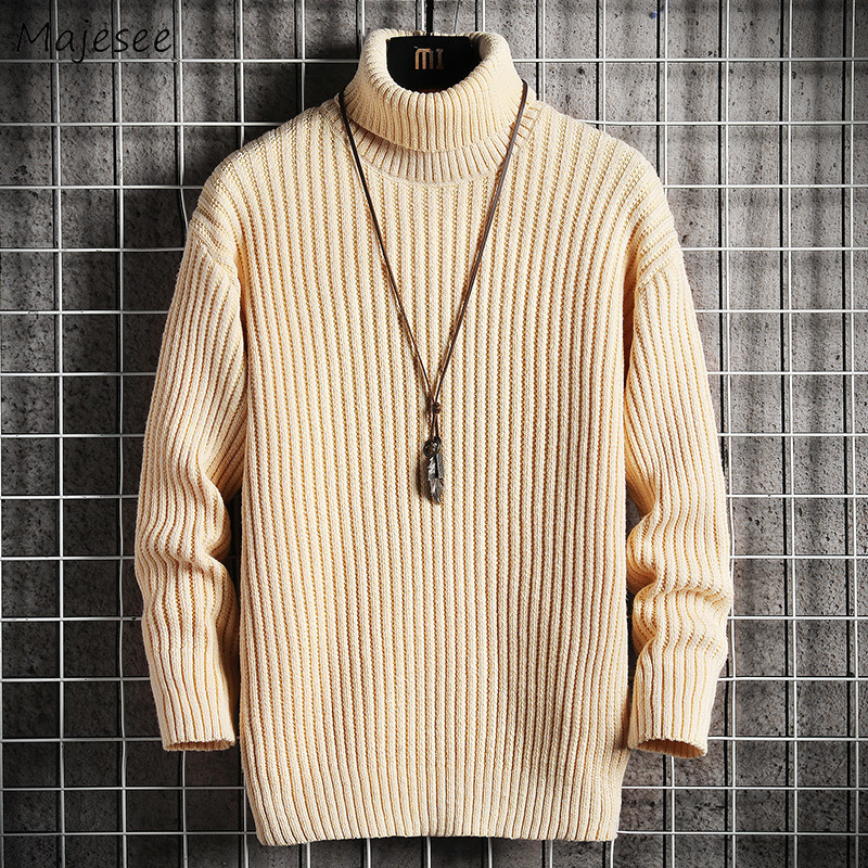 Plus Size M3XL Men Pullover Sweater Turtleneck Solid Knitted Trendy Males Simple Leisure Chic Soft Warm Allmatch Handsome 220822