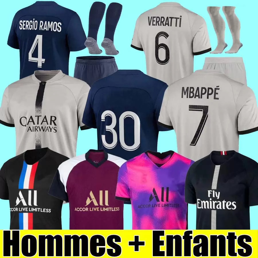 

HAKIMI maillot de foot 18 19 20 21 22 23 soccer jersey 2022 2023 MBAPPE shirt men kids hommes enfants VERRATTI MARQUINHOS KIMPEMBE fourth RAMOS PsGs champion JERSEYS, 22 23 home aldult ligue 1