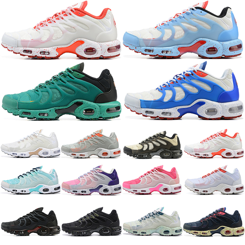 Terrascape Plus Running Shoes Tn 3.0 Pearl White Dark Beetroot Mint Green Navy and Peachy Hues Sail Sea Glass Black Lime Mens Womens Sports Sneak