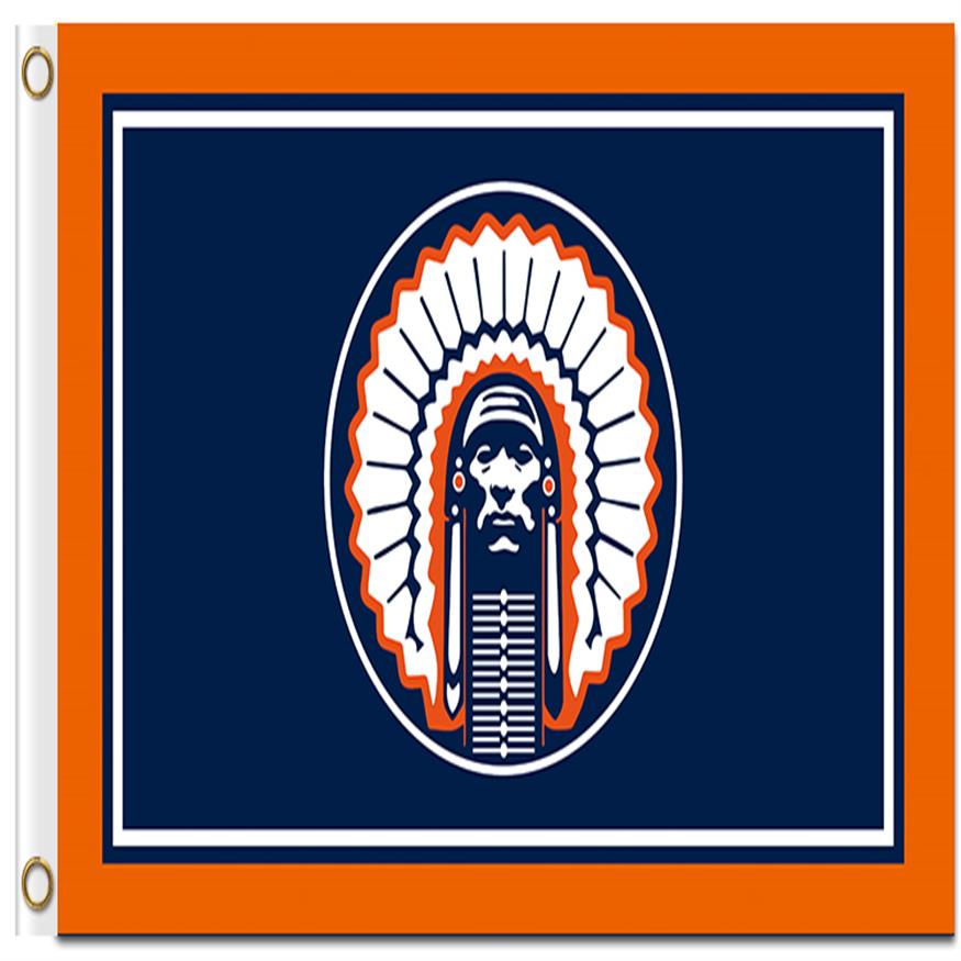 

3x5ft Illinois Fighting Illini Chief Flag 100% Polyester Digital Printing Custom Flags and banners2395