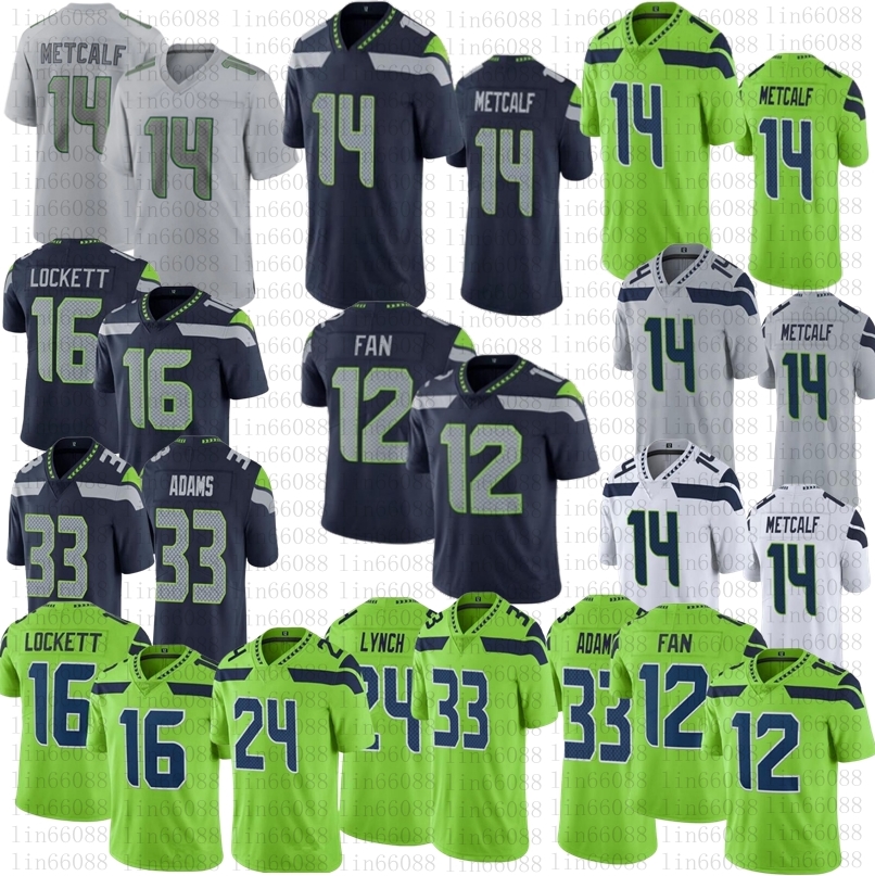 

Men Women Youth football 14 DK Metcalf 24 Marshawn Lynch 16 Tyler Lockett 33 Jamal Adams jersey stitched Gray Fashion, As