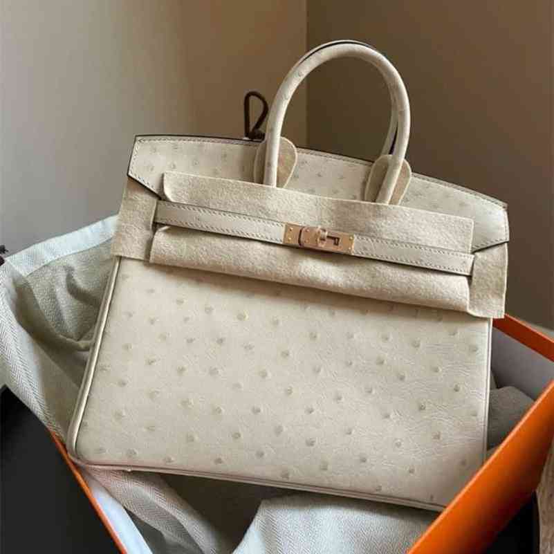 

Designer Birkins Handbags Herme Bag Platinum Ostrich Pattern Gold Buckle Silver, Black 25com