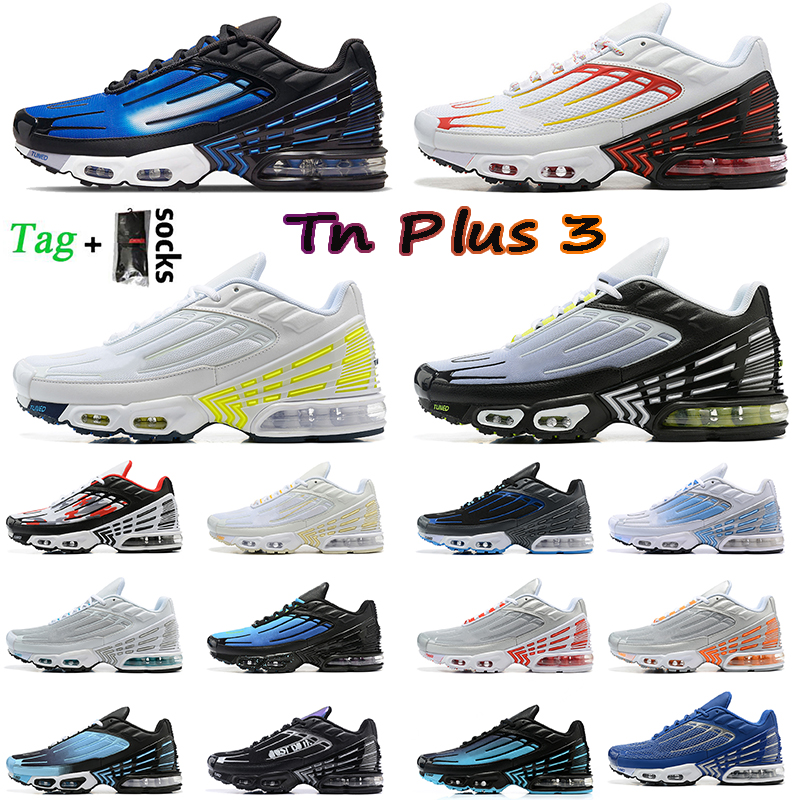 

WITH BOX Designer 2023 Fashion Tuned Tn plus 3 Women Mens Sport Running Shoes With Socks tns Trainers Triple Black White New York Purple Gold Laser Blues JDT Grey Navy Ru, A12 39-46