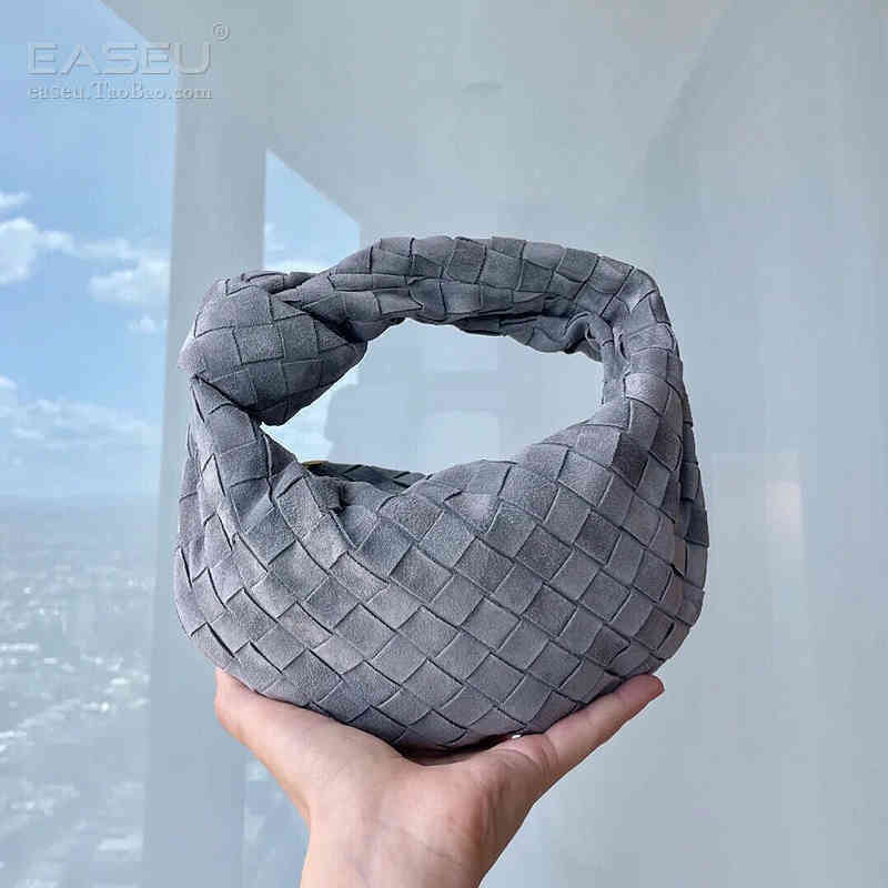 

Designer Handbags Venetas Bottegas Easy to Swim Woven Women's Bag Jodie Suede Handbag Mini Handbag Mobile Phone Bag Leather European and American Small Bag, Gray