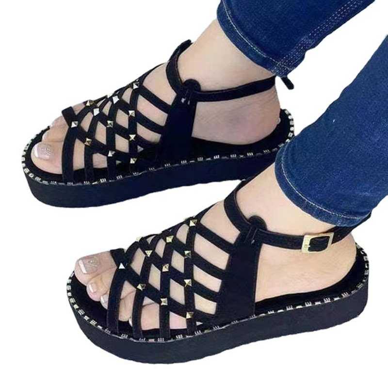 

Sandals Fashion Women Ankle Strap Casual Comfortable Outdoor Summer Plus Size Shoes Sandalias De Las MujeresSandals, Black