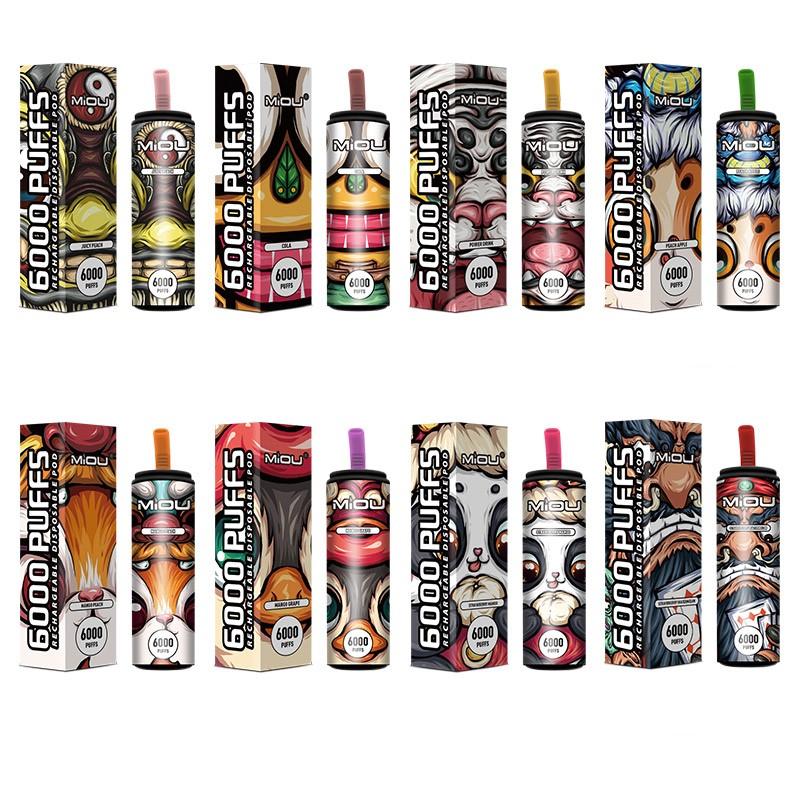 

puff 6000 7000 disposable vape miou prefilled vaper 15ml 650mah recharageable adjustable voltage e cigarette custom OEM