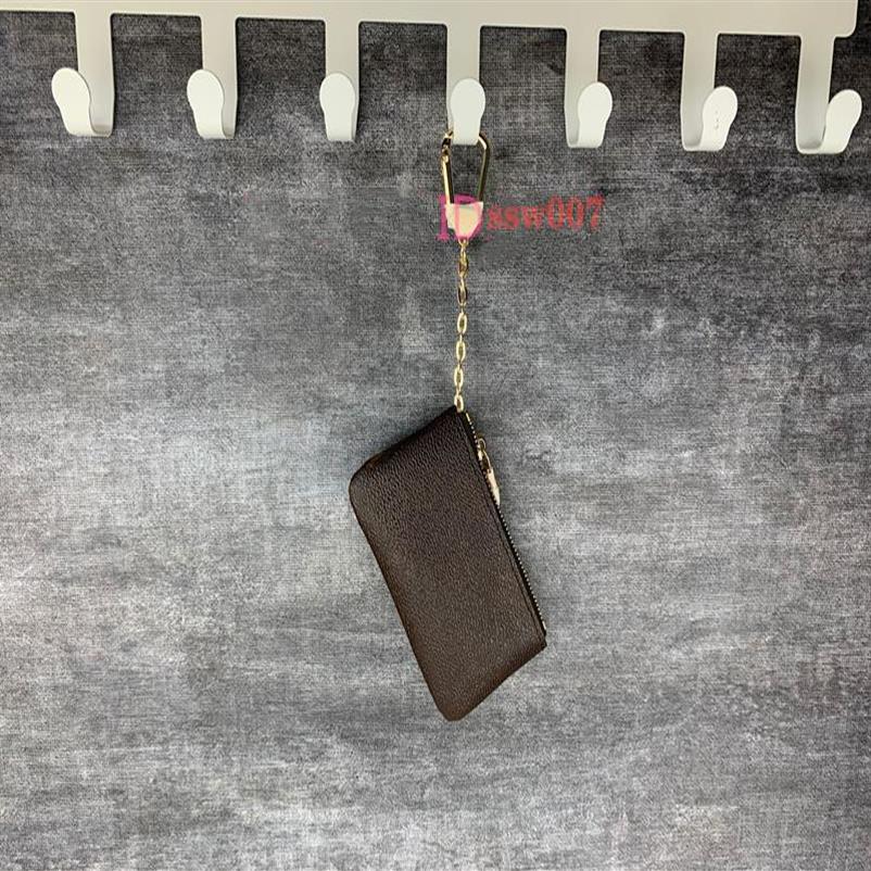 

2020 new 4 color KEY POUCH Damier leather holds high quality fashion classical women man key holder coin purse small leather Key W258Q, Black flower