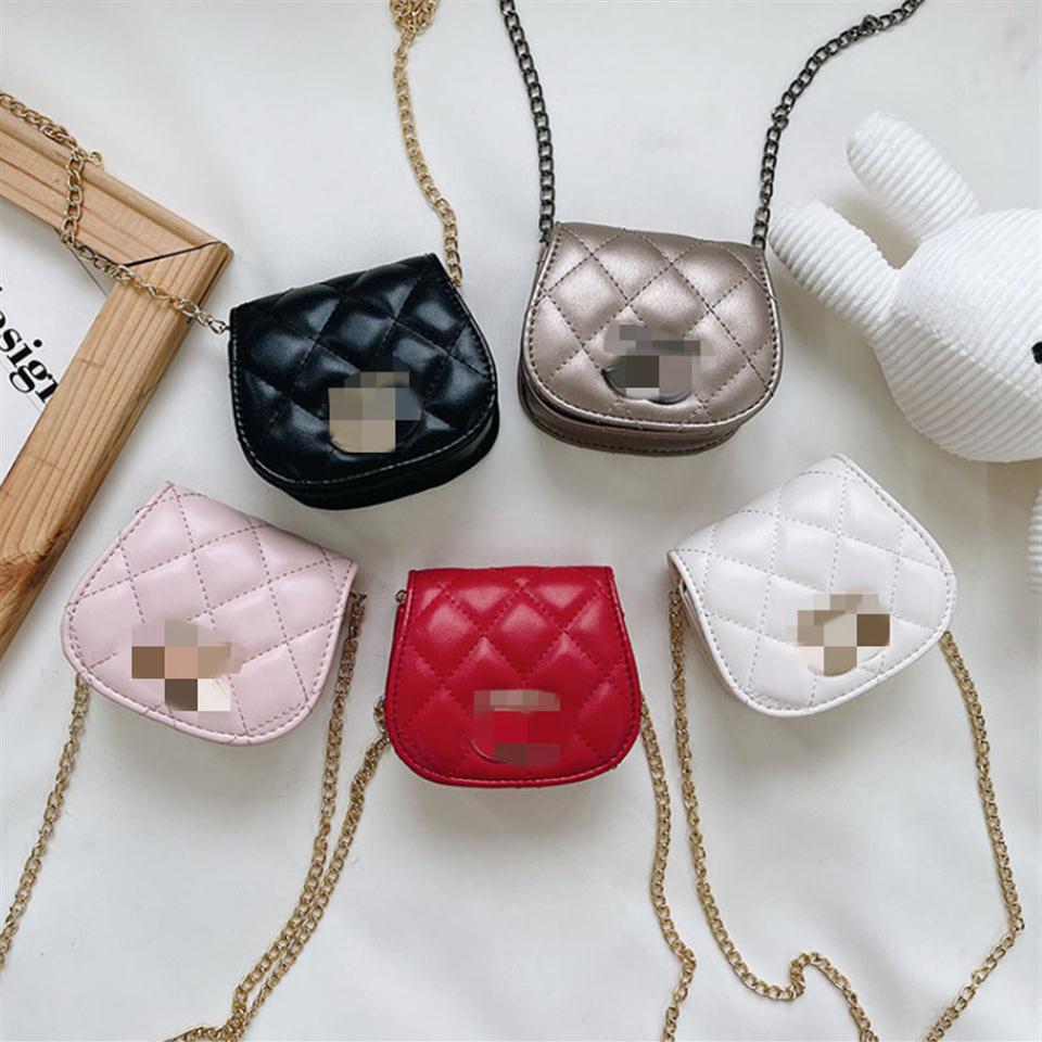 

Designer Kid Diamond lattice Purse Lady style Girls Metal Letter Chain Messenger Saddle bag Children PU leather Mini Single Should204g, Mix colors