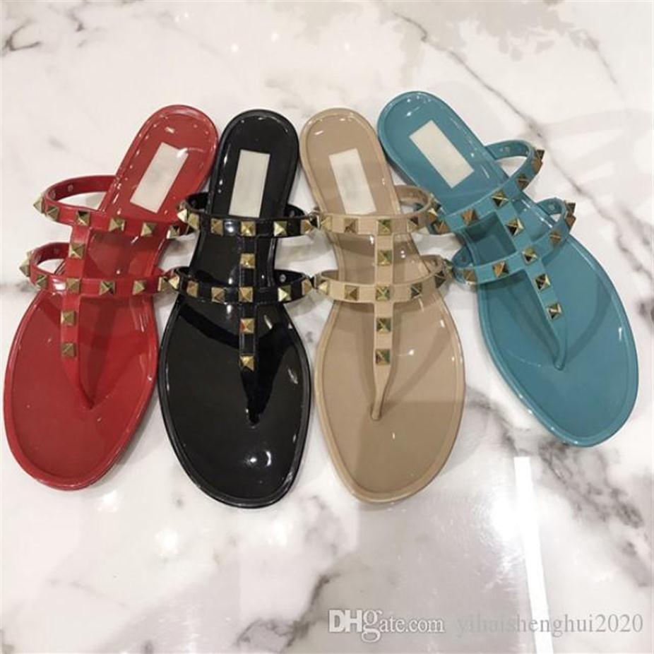 

2020 women flip flops woman jelly sandals rivet summer beach shoes sapatos femininos zapatos mujer chaussure femme sapato feminino304x, Green