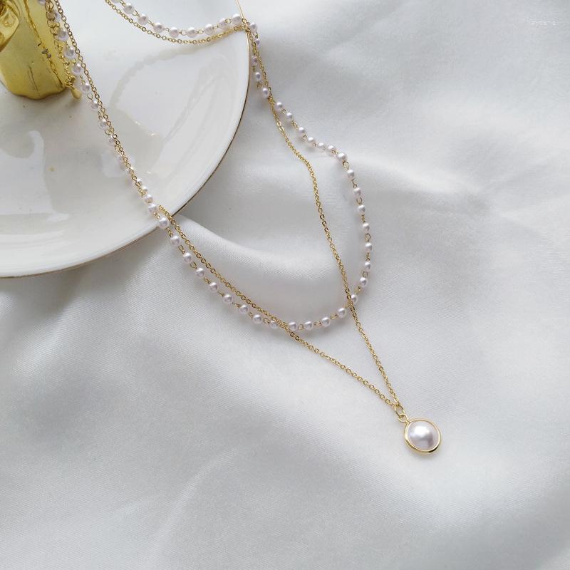 

Choker Chokers Fashion Multilayer Imitation Pearl Clavicle Chain Vintage Luxury Design Wedding Party Gift Pendant Necklace Jewelry For
