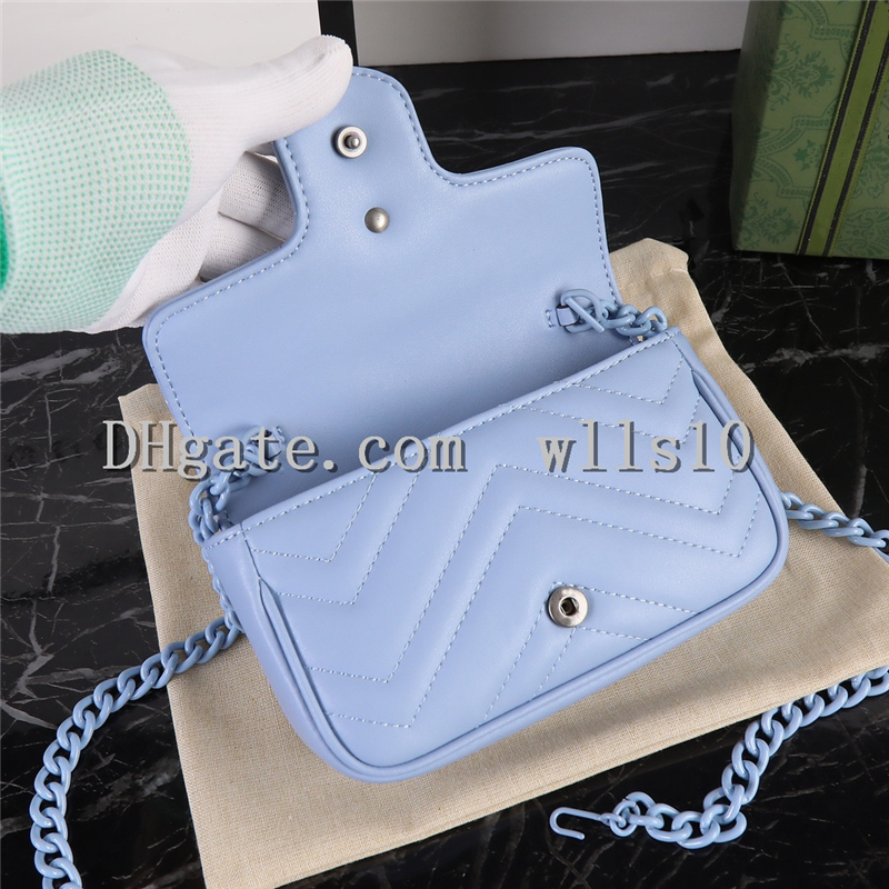 Luxurys Designers Sac de haute qualité Femmes Mode 476433 Solide Marmont Mini Sacs 16.5cm GB176 Véritable Cuir Bandoulière Sac à main Sacs à main