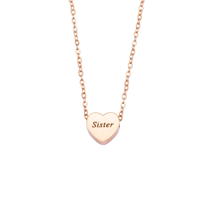 

Sister Best Friend Personalized Gift Steel Pendant Necklaces Peach Heart Love C