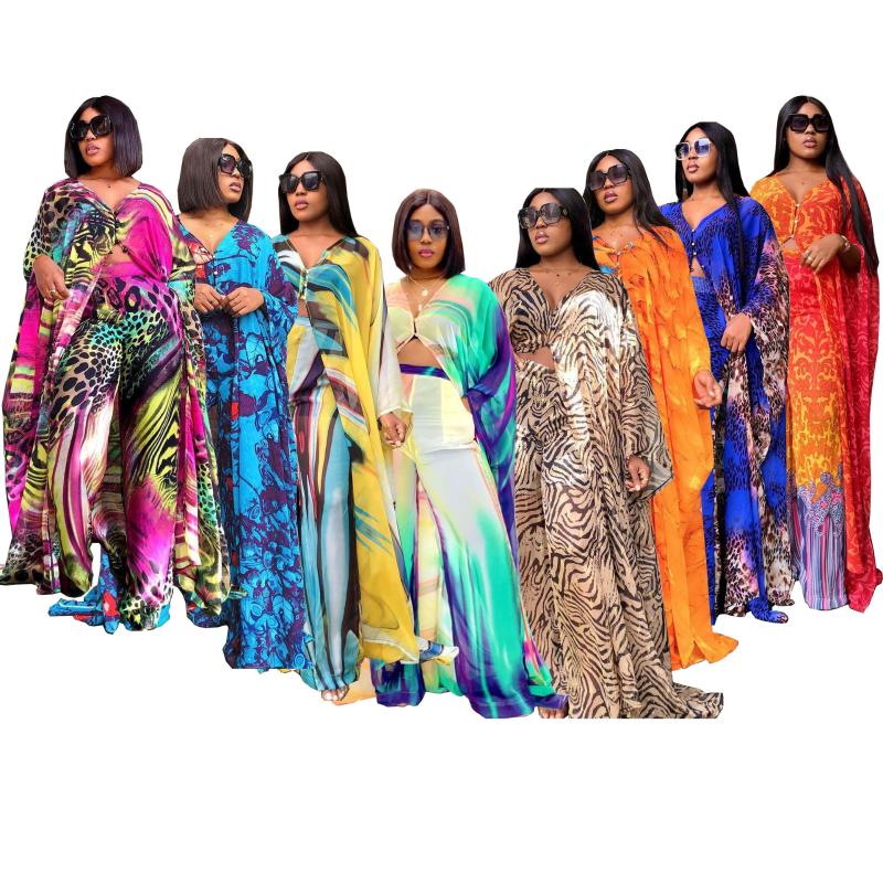 Vêtements ethniques vêtements de plage deux pièces ensemble femmes afrique vêtements africain Dashiki longue Robe pantalon costume robes de soiré