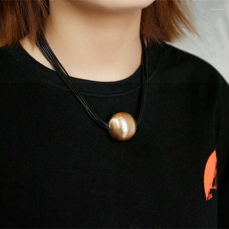 

Choker Chokers Multi-laye For Women Silver Plated Ball Pendant Statement Necklace Jewelry Handmade Leather Sweater Chain 2022Chokers