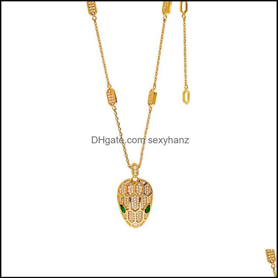 

Necklaces & Pendants Jewelryfashion Green Crystal Snake Head Pendant Necklace Suitable For Ladies Wedding Jewelry Drop Delivery 20313N