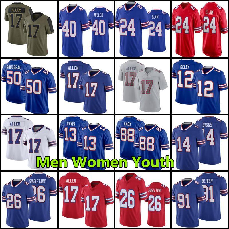 

Josh Allen Football Jersey Buffalos Gabriel Davis Von Miller Kaiir Elam Billes James Cook Stefon Diggs Khalil Shakir Dawson Knox TreDavious White Beasley Milano, Men jersey