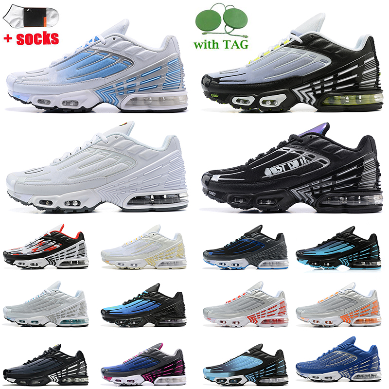 

TN Plus 3 Running Shoes 2022 With Socks Tuned Classic Black White Women Mens Trainers Sports Laser Blue Topography Pack New York Obsidian Grey Navy tns Runner Sneakers, A19 39-46