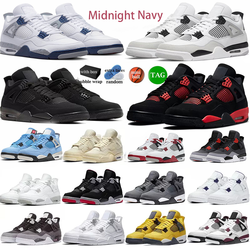 

4s basketball shoes Midnight Navy Military Black 4 men Red Thunder Sail Black Cat Pure Money white oreo Infrared women mens sneakers 36-47, 30