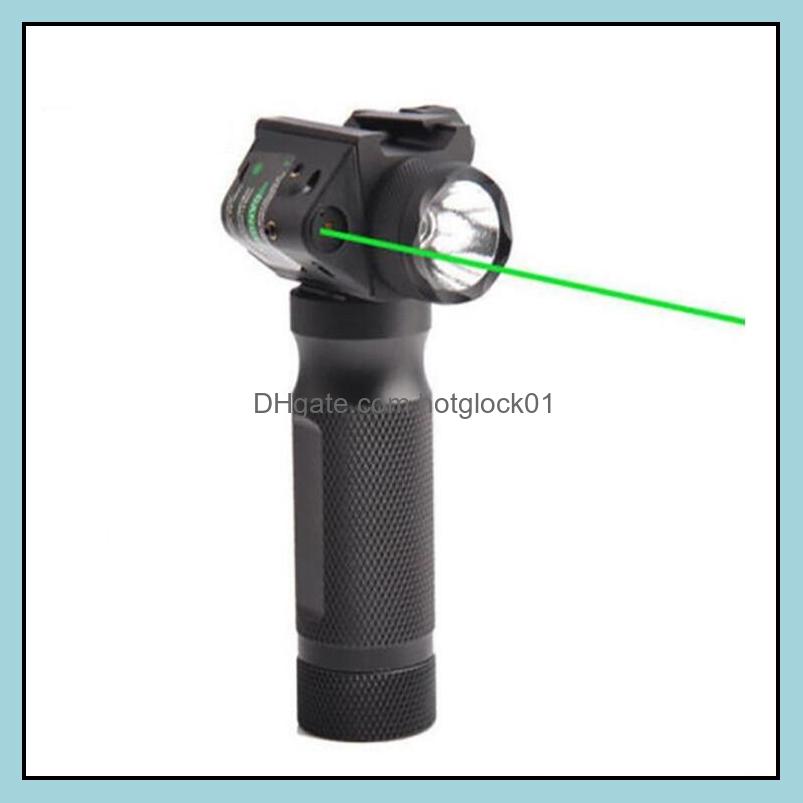 

Tactical Fore Grip Hard Light Led Flashlight With Green Laser Hotglock01 Dhvob, Black