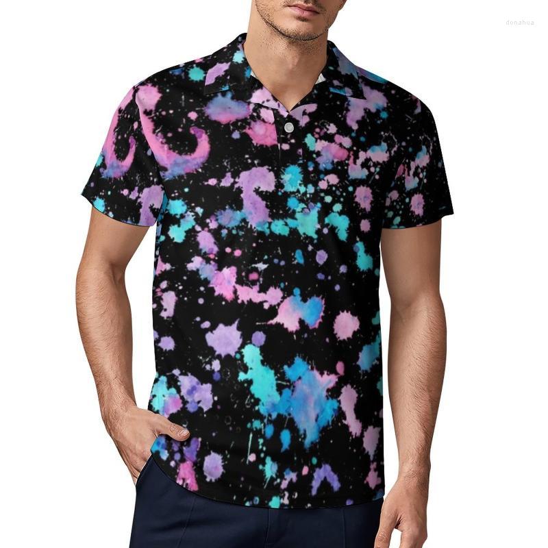 

Men's Polos Colourful Paint Splatter Casual T-Shirts Splash Art Shirts Man Cool Shirt Day Short-Sleeve Top Big SizeMen's Men'sMen's, Style-21
