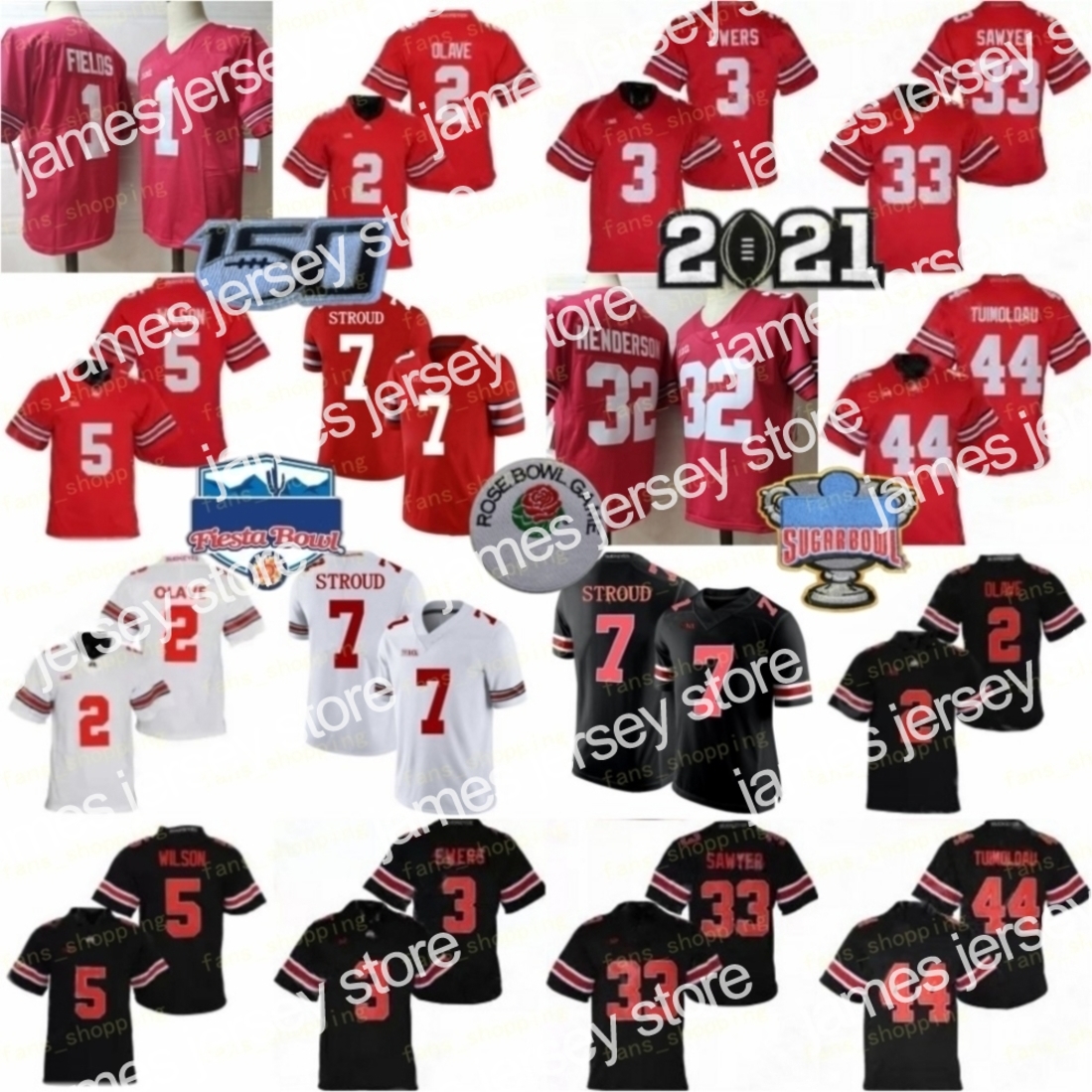 

Ohio State Buckeyes Jersey C.J. Stroud J.T. Tuimoloau Chris Olave Julian Fleming Garrett Wilson Jack Sawyer Quinn Ewers Justin Fields, As