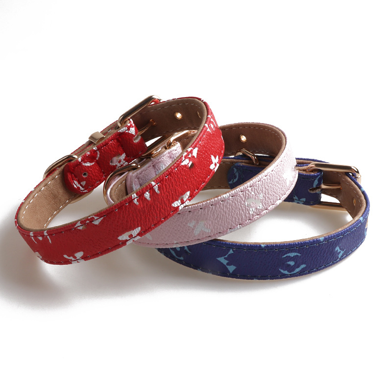 

Classic Print Designer Pet Dog Collars Leashes Durable PU Collar Leash Set