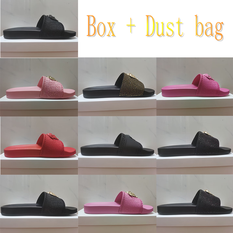 

Newest Hotselling Women Slippers Designer Men Fashion Slides Luxury Summer Ladies Diamond Flat Rubber Sandal Beach non-slip Casual Shoes Size 35-46 With box, Need others