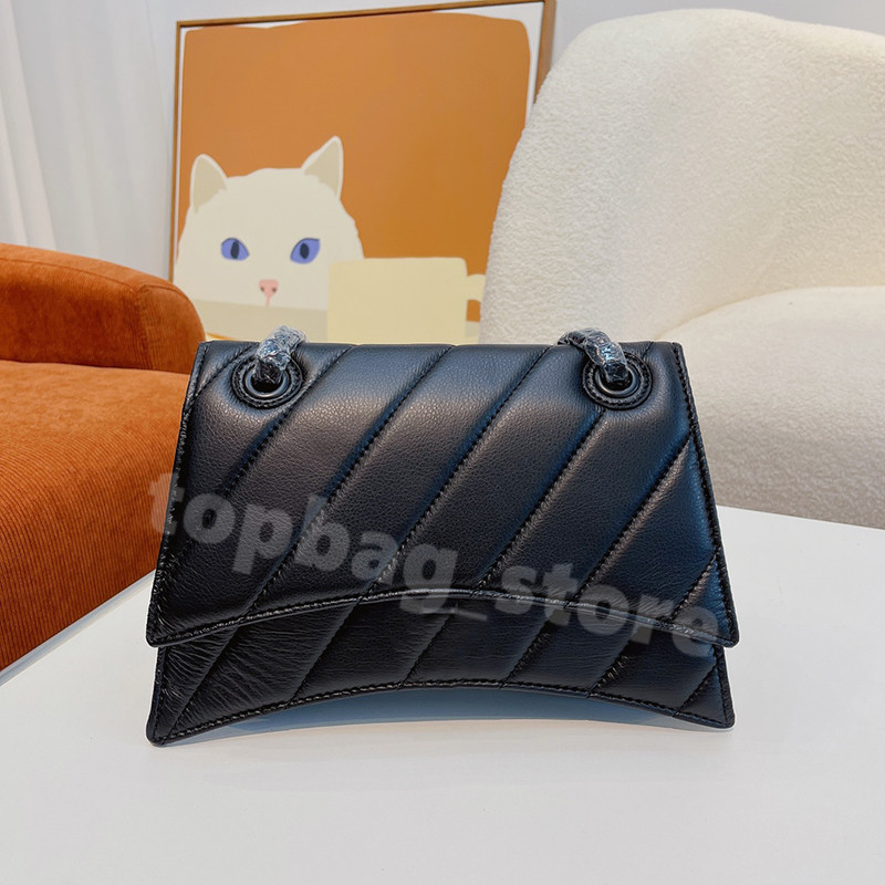 

Luxury Shoulder Bag Womens Designer Chain Handbag Fashion Quilted Hourglass Bag, Black