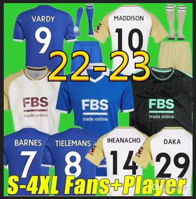 

22 23 Leicester Soccer Jerseys VARDY home MADDISON IHEANACHO 2022 2023 camiseta BARNES TIELEMANS AYOZE DAKA LOOKMAN Football uniformS Shirt men kdis kit sleeve