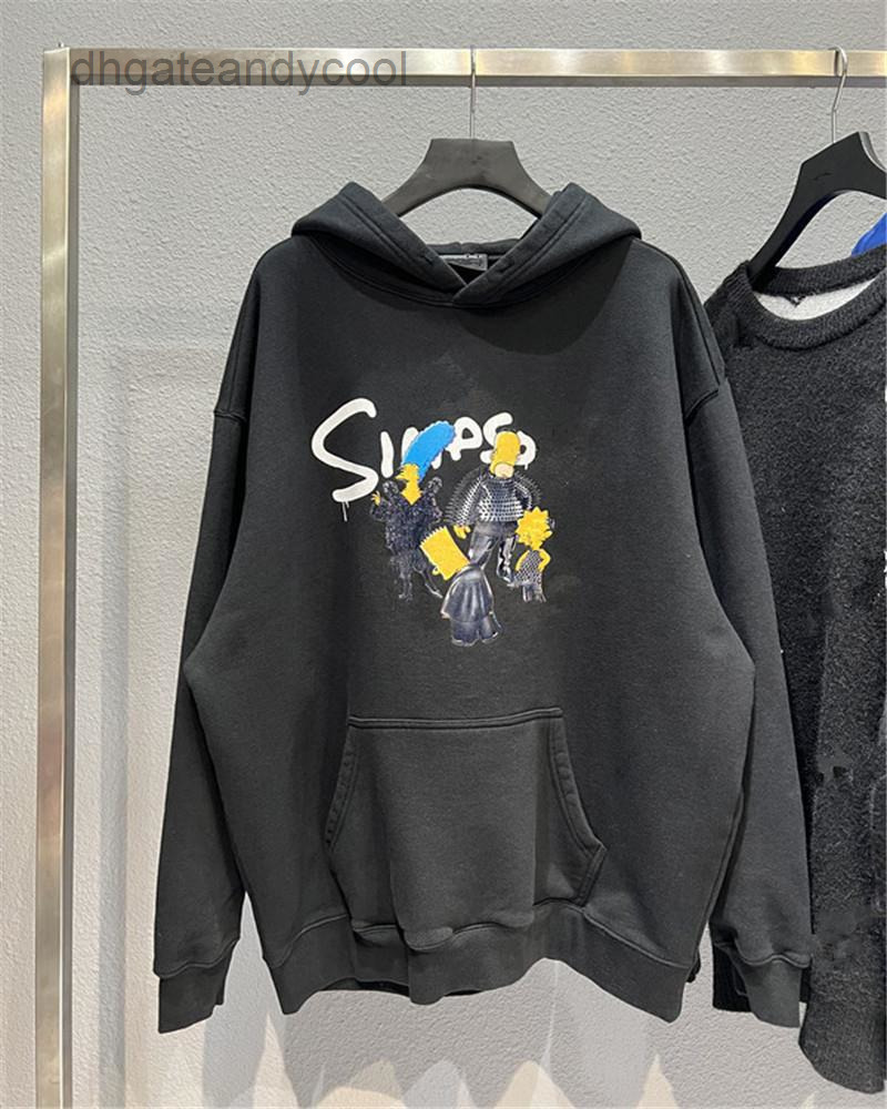 

Men's Hoodies Bblencigas Trendy Designer high version Simpson digital printing couples HOODIE, White