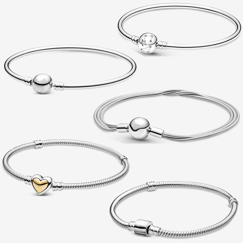 

Designer Bracelet Original Fit Pandora Bangle Charm Double Link Silver Jewelry