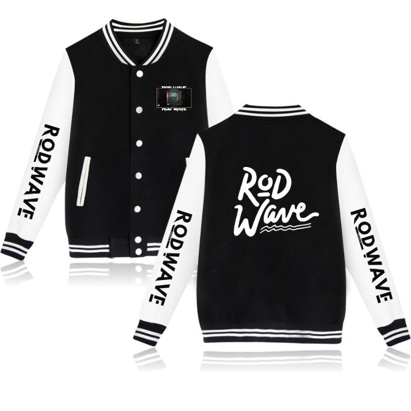 Sweats à capuche pour hommes Sweats Hip Hop Rappeur Rod Wave Zip Up Baseball Uniform Fleece Jacket Femmes Hommes Streetwear Manches Longues Rose