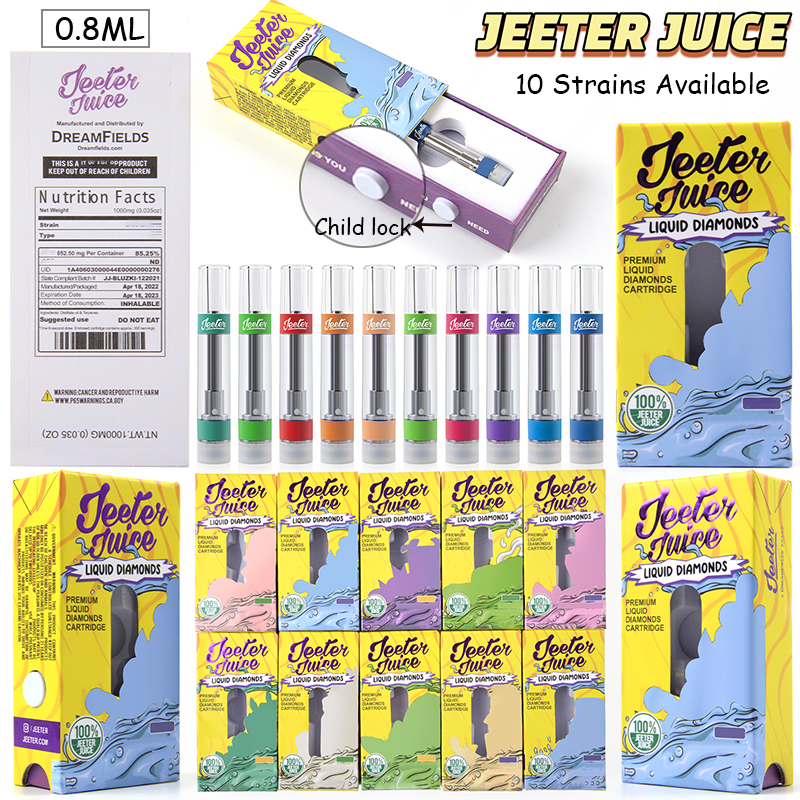

Hot Jeeter Juice Vape Cartridges Packaging 0.8ml Atomizers 1ml 510 Thread Vape Pen Carts Glass Thick Oil Wax Vaporizer E Cigarette Empty