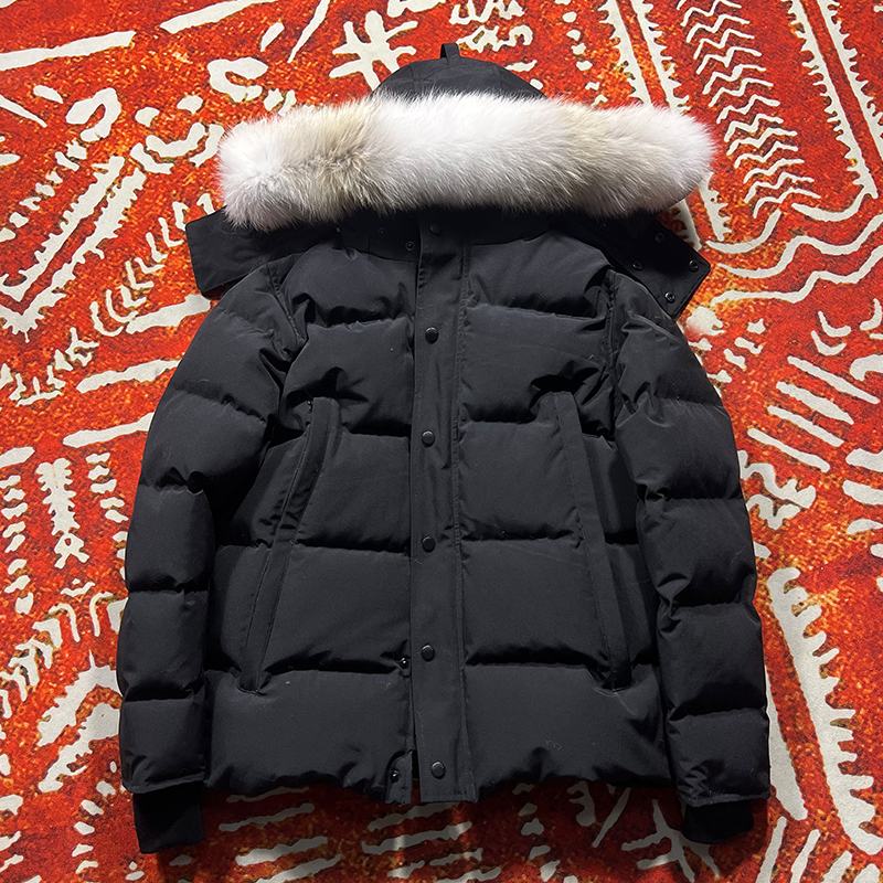 Top Quality Black badge Extra down Mens Parkas Jacket Fur Hooded Top Coat Budge Size
