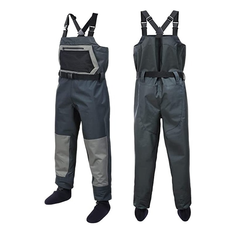 3 Layer Breathable Waders Fishing Fly Fishing Chest Waders with Stocking Foots River Wader Pants-image-793546011