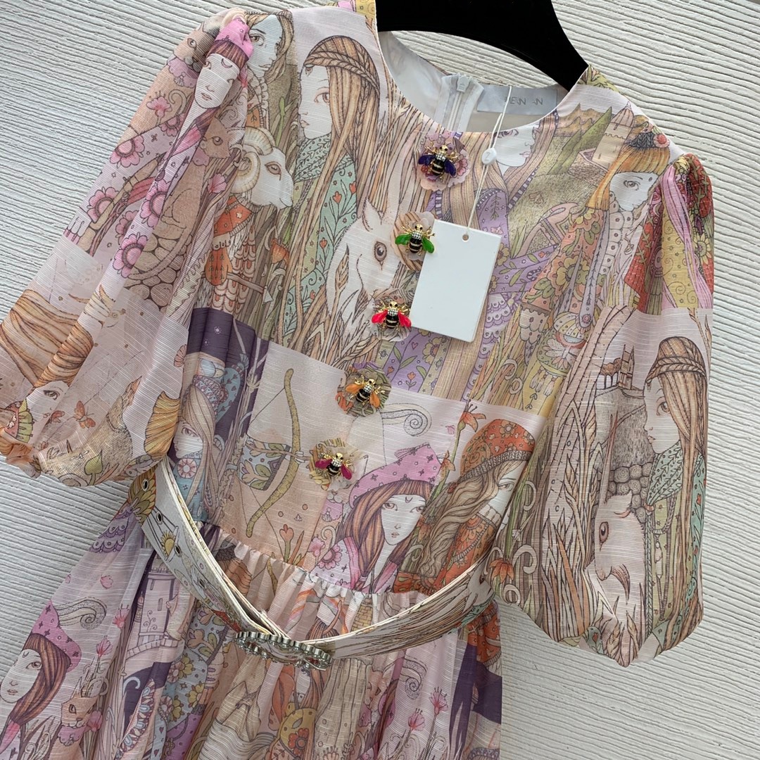 

Women Casual Dresses Classic Knit Dress Fashion Animal Pattern Summer Short Sleeve High Qualitys Womens Clothing, Multicolor