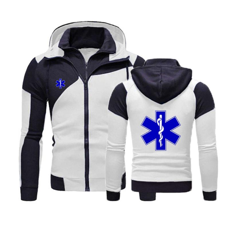Men's Jackets Emergency Ambulance 2022 Men's Fashionable Double Zipper Hoodie Spring And Autumn Casual Sweatshirts SportswearMen's